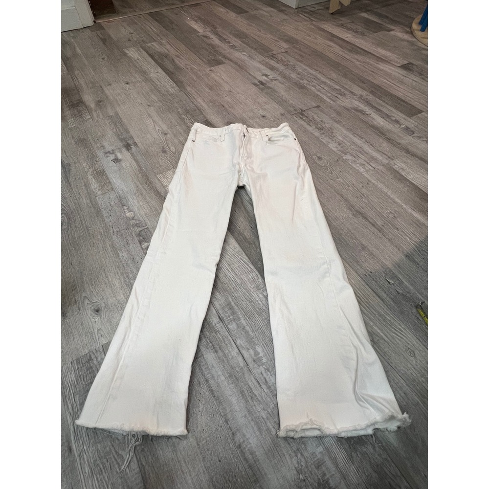 L.T.J Denim Sicily White Flare Raw Hem Jeans Size 26 Made in USA